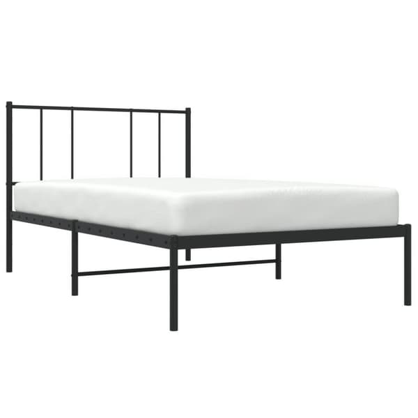 vidaXL Sängram med huvudgavel metall svart 100x200 cm
