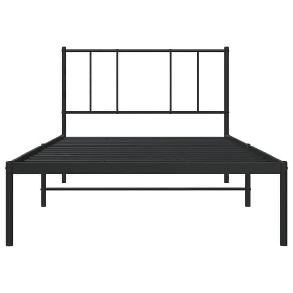 vidaXL Sängram med huvudgavel metall svart 100x200 cm