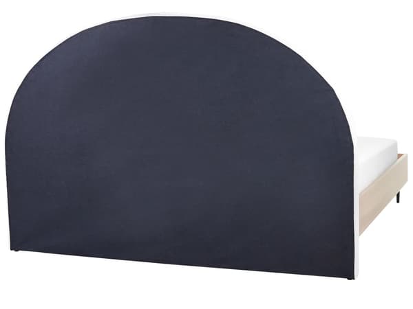 Seng med ramme hvid 180 x 200 cm polstret hovedgærde sorte metalben moderne stil