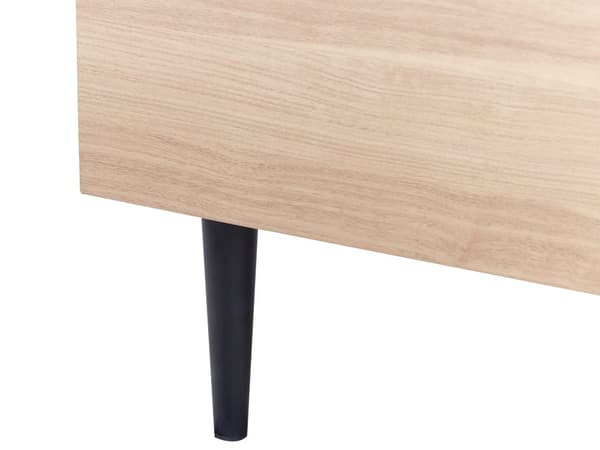 Seng med ramme hvid 180 x 200 cm polstret hovedgærde sorte metalben moderne stil