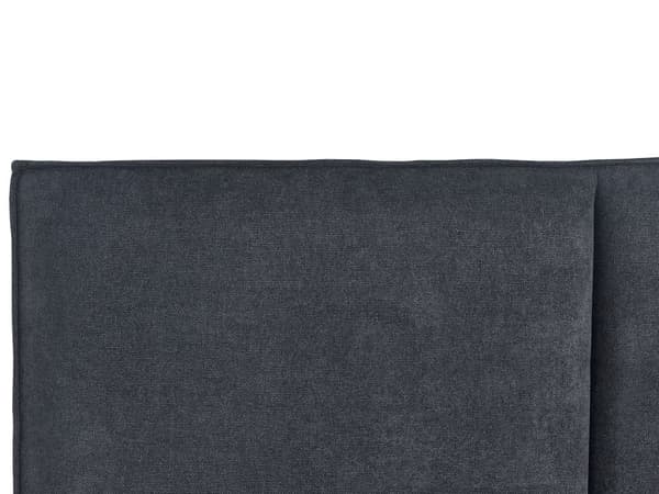 Sängram Mörkgrå tyg Stor Dubbelsäng 180 x 200 cm Klädd huvudgavel MDF-ram Metallben Träspaltad bas Modern stil Sovrum