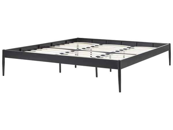 Sort metalrammeseng 160 x 200 cm lav uden hovedgærde moderne design minimalistisk