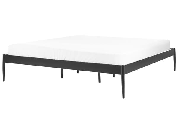 Sort metalrammeseng 160 x 200 cm lav uden hovedgærde moderne design minimalistisk