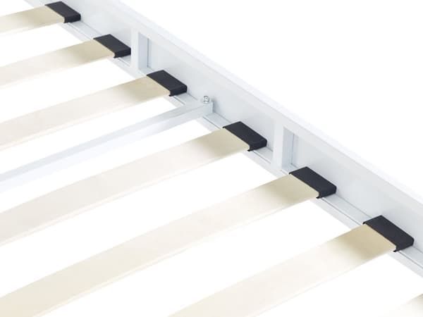 Sengeramme Hvid Metal 160 x 200 cm Krydsfiner Lameller Industriel Minimalistisk