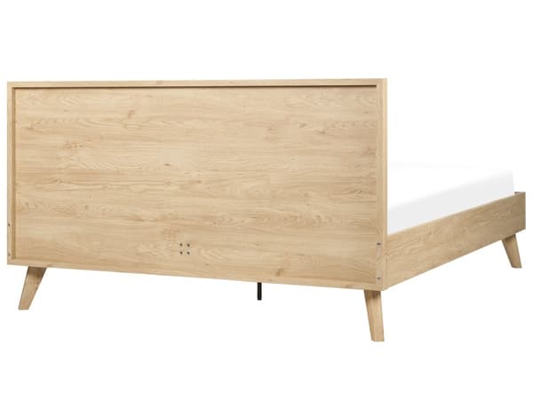 Seng Lyst Træ 160 x 200 cm Moderne Dobbeltseng Fransk Rørflet Sengegavl To Mands Seng Lav Sengeramme Minimalistisk Design