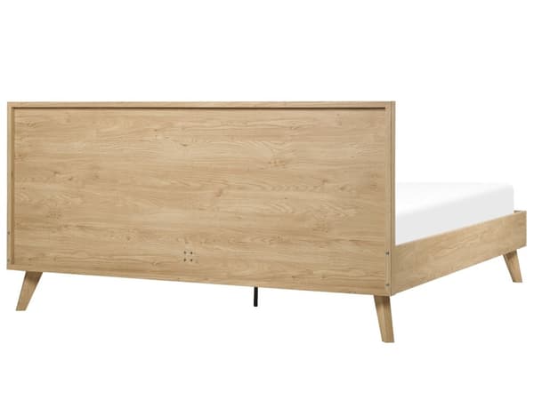 Seng Lyst Træ 180 x 200 cm Moderne Dobbeltseng Fransk Rørflet Sengegavl To Mands Seng Lav Sengeramme Minimalistisk Design