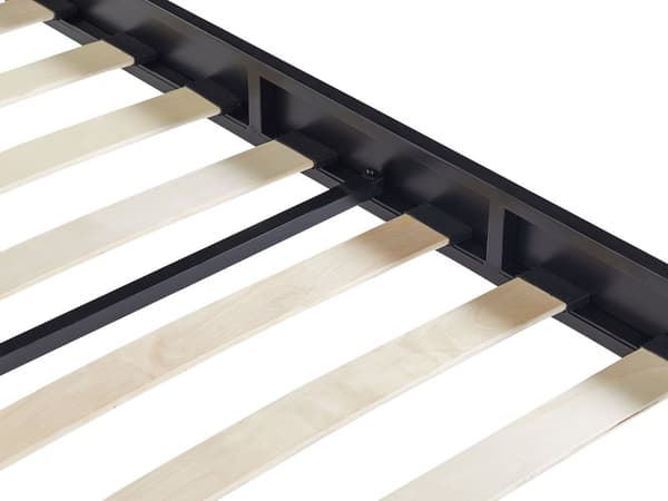Sengeramme Sort Metal 160 x 200 cm Krydsfiner Lameller Industriel Minimalistisk