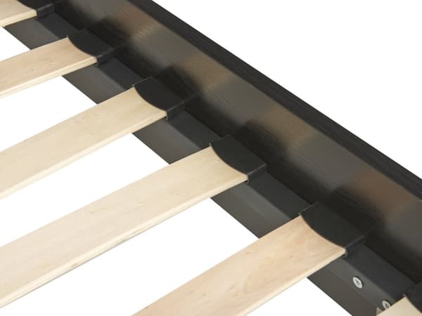 Seng Sort Træ 140 x 200 cm Moderne Trekvart Seng Fransk Rørflet Sengegavl Halvandenmandsseng Lav Sengeramme Minimalistisk Design