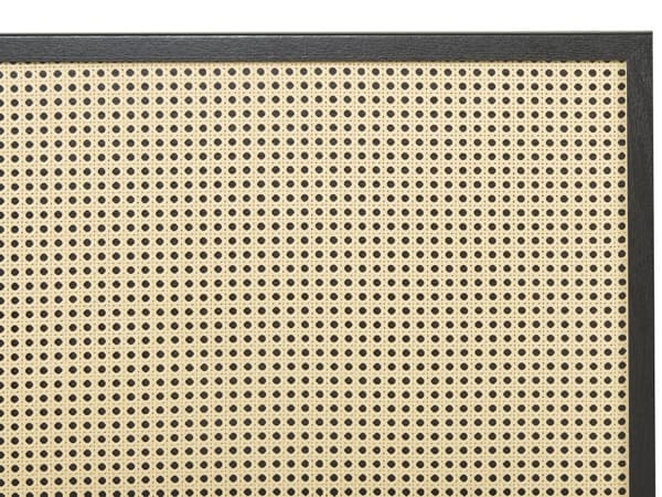 Seng Sort Træ 140 x 200 cm Moderne Trekvart Seng Fransk Rørflet Sengegavl Halvandenmandsseng Lav Sengeramme Minimalistisk Design