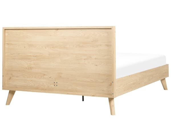 Seng Lyst Træ 140 x 200 cm Moderne Trekvart Seng Fransk Rørflet Sengegavl Halvandenmandsseng Lav Sengeramme Minimalistisk Design