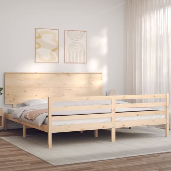 vidaXL sengeramme med sengegavl 200x200 cm massivt træ