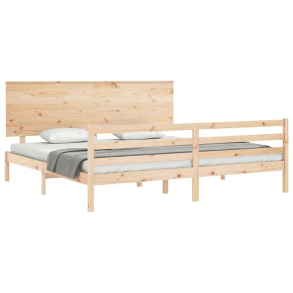 vidaXL sengeramme med sengegavl 200x200 cm massivt træ