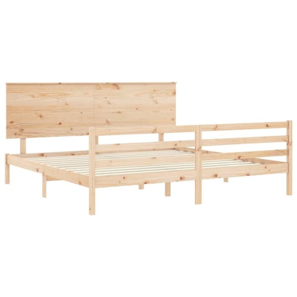 vidaXL sengeramme med sengegavl 200x200 cm massivt træ
