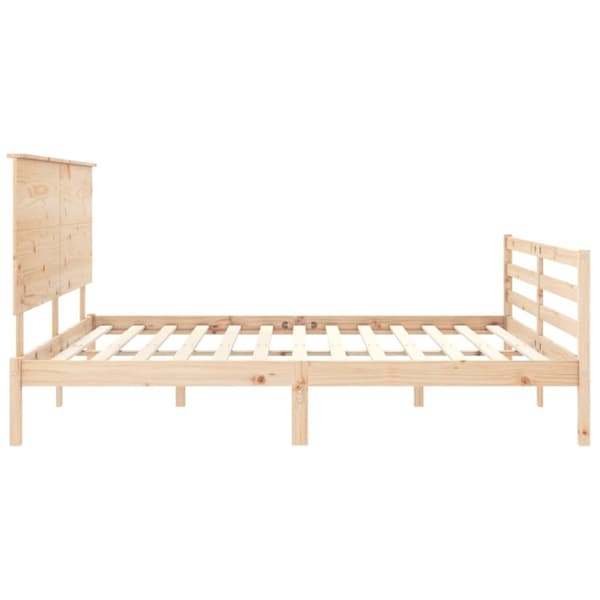 vidaXL sengeramme med sengegavl 200x200 cm massivt træ