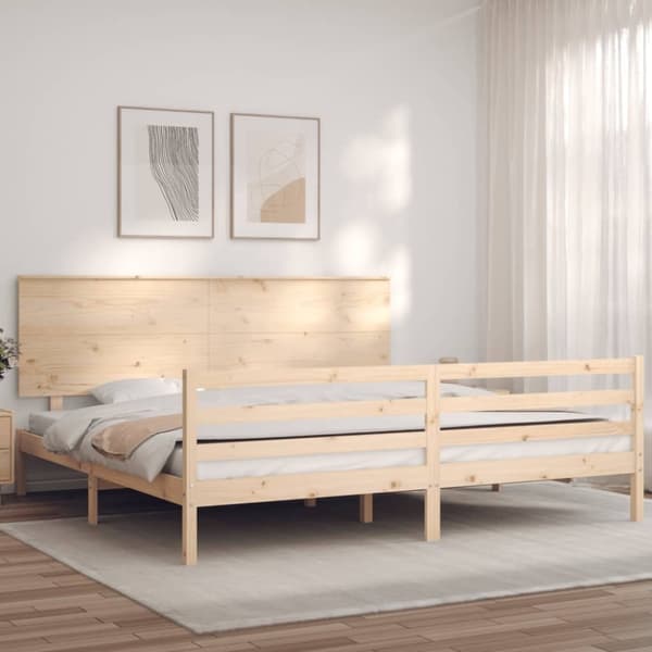 vidaXL sengeramme med sengegavl 200x200 cm massivt træ