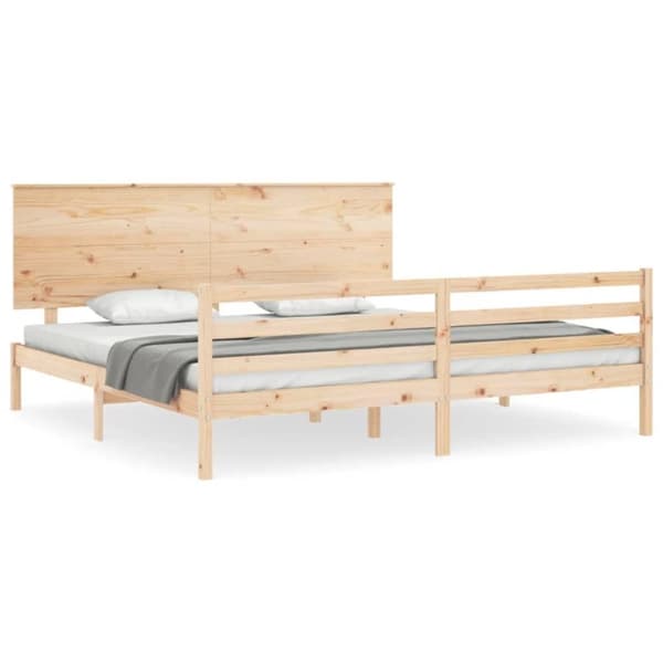 vidaXL sengeramme med sengegavl 200x200 cm massivt træ