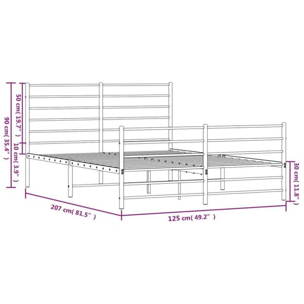 vidaXL Sengeramme i metall med hode- og fotgavl svart 120x200 cm