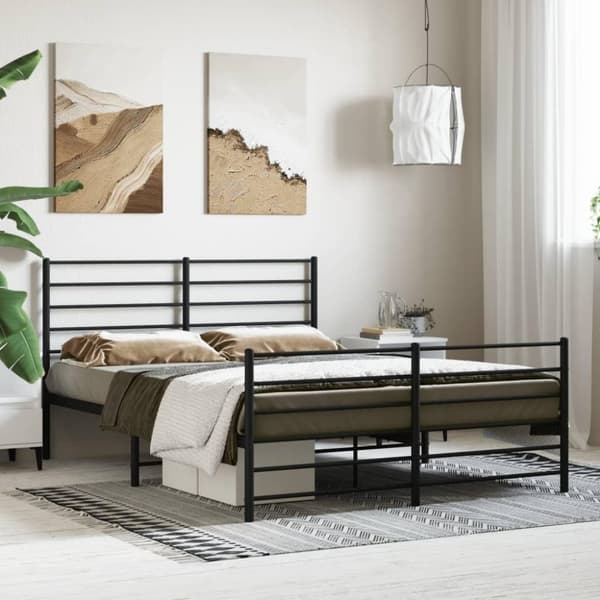vidaXL Sengeramme i metall med hode- og fotgavl svart 120x200 cm