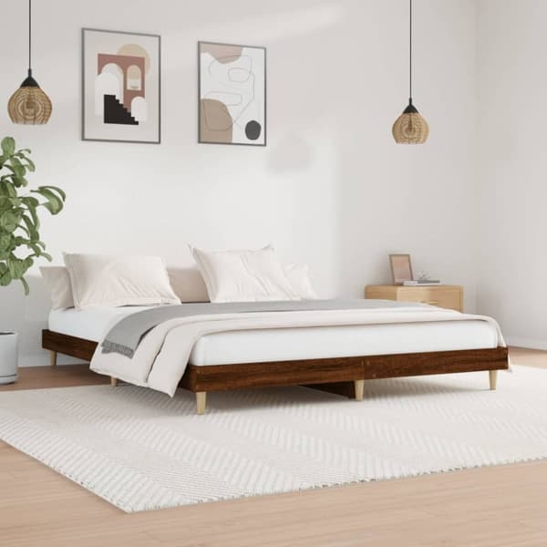 vidaXL sengeramme 160x200 cm uden madras konstrueret træ brunt eg
