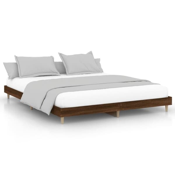 vidaXL sengeramme 160x200 cm uden madras konstrueret træ brunt eg
