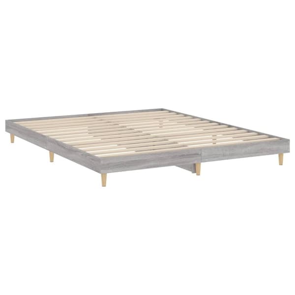 vidaXL Sengeramme grå sonoma 200x200 cm konstruert tre