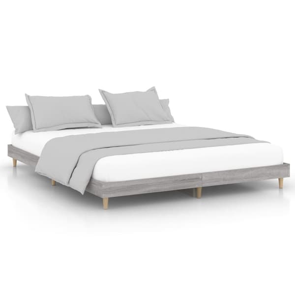 vidaXL Sengeramme grå sonoma 200x200 cm konstruert tre