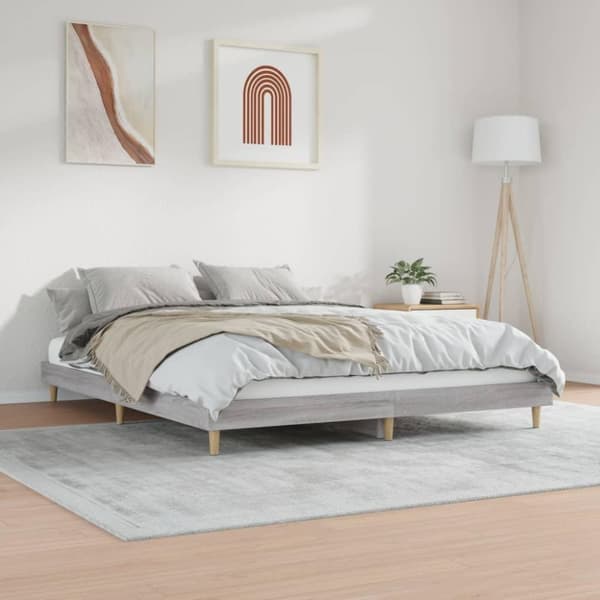 vidaXL sengestel 200x200 cm konstrueret træ grå sonoma-eg