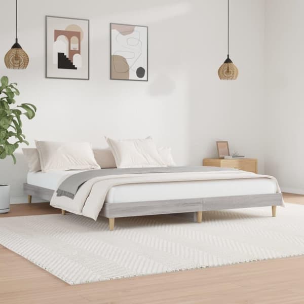 vidaXL sengestel 200x200 cm konstrueret træ grå sonoma-eg