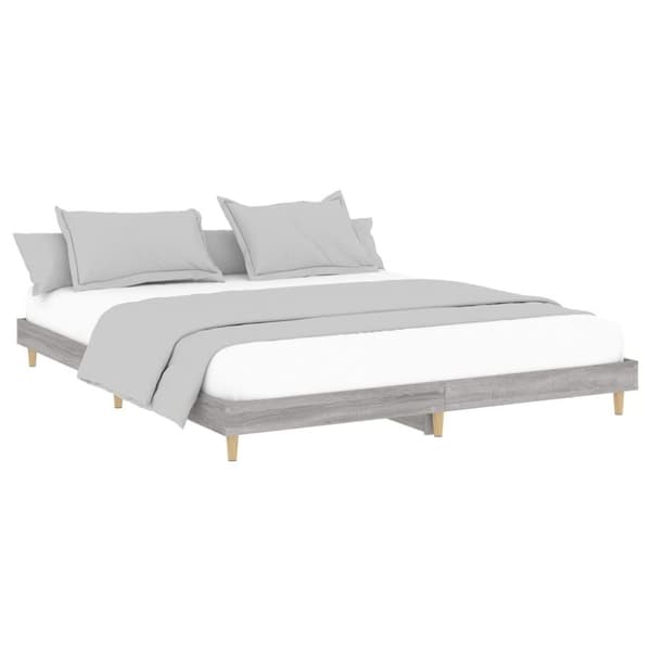 vidaXL sengestel 200x200 cm konstrueret træ grå sonoma-eg