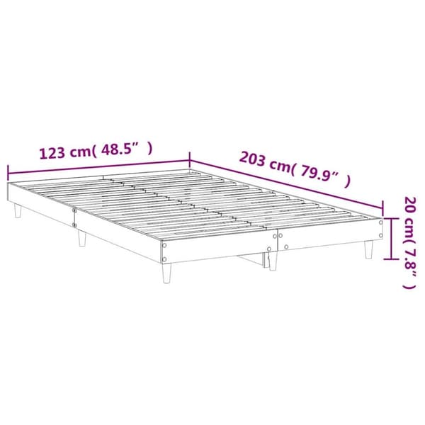 vidaXL Sängynrunko ilman patjaa ruskea tammi 120x200 cm tekninen puu