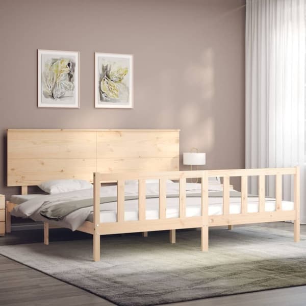 vidaXL sengeramme med sengegavl 200x200 cm massivt træ