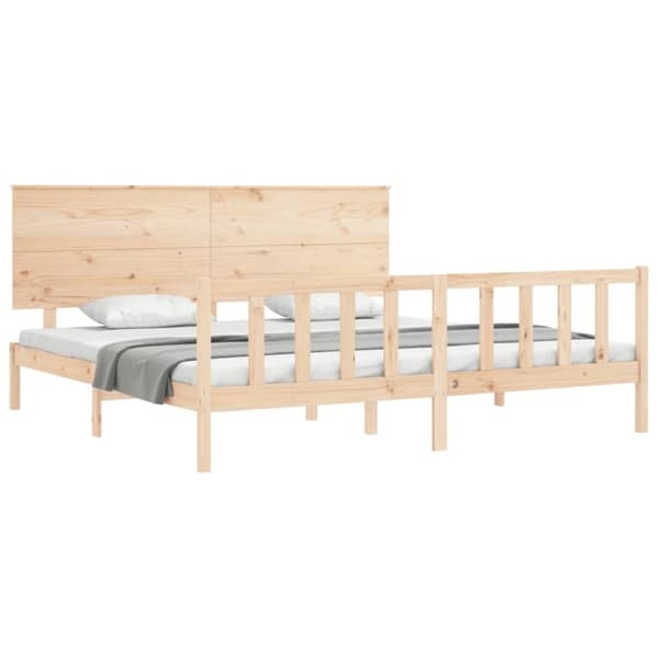 vidaXL sengeramme med sengegavl 200x200 cm massivt træ