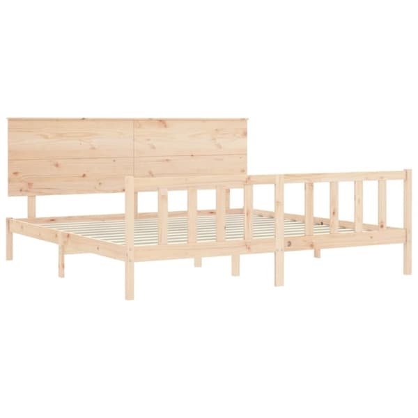 vidaXL sengeramme med sengegavl 200x200 cm massivt træ