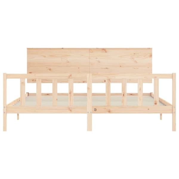 vidaXL sengeramme med sengegavl 200x200 cm massivt træ