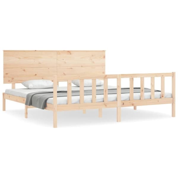 vidaXL sengeramme med sengegavl 200x200 cm massivt træ