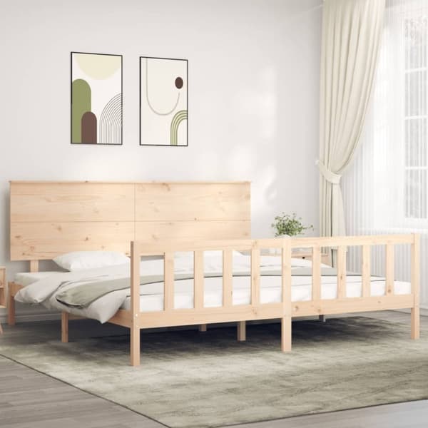 vidaXL sengeramme med sengegavl 200x200 cm massivt træ