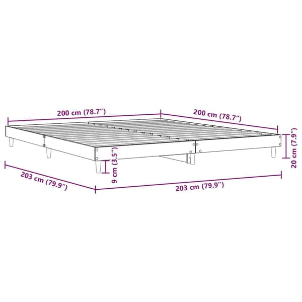 vidaXL sengestel 200x200 cm konstrueret træ sonoma-eg