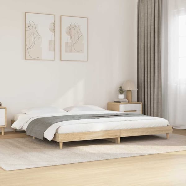 vidaXL sengestel 200x200 cm konstrueret træ sonoma-eg