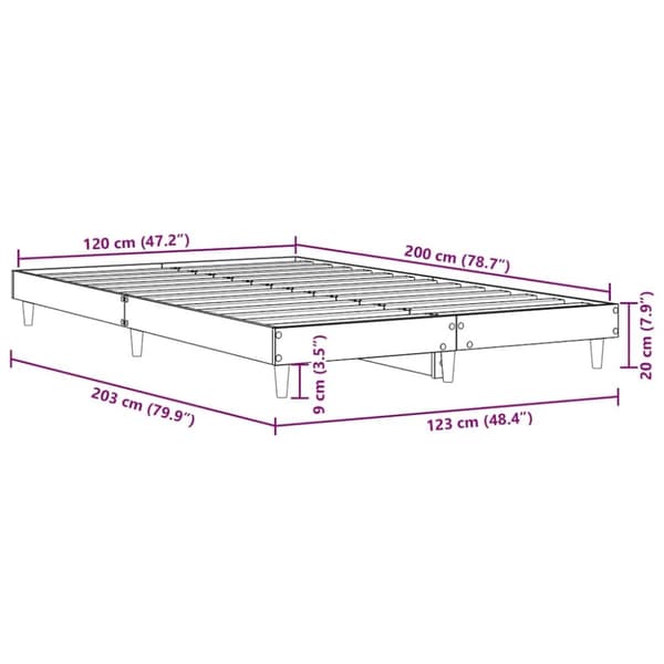 vidaXL Sängynrunko ilman patjaa Sonoma tammi 120x200 cm tekninen puu