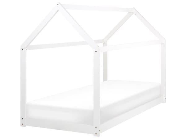 Sänky valkoinen 90 x 200 cm mänty sälepohja lasten talosänky sängynrunko moderni
