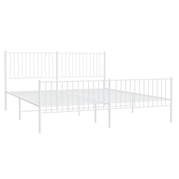 vidaXL Sengeramme i metall med hode- og fotgavl hvit 193x203 cm
