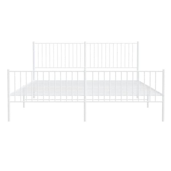 vidaXL Sengeramme i metall med hode- og fotgavl hvit 193x203 cm