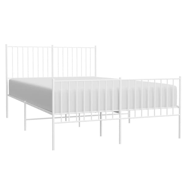 vidaXL sengeramme med sengegavl og fodgærde 140x200 cm metal hvid