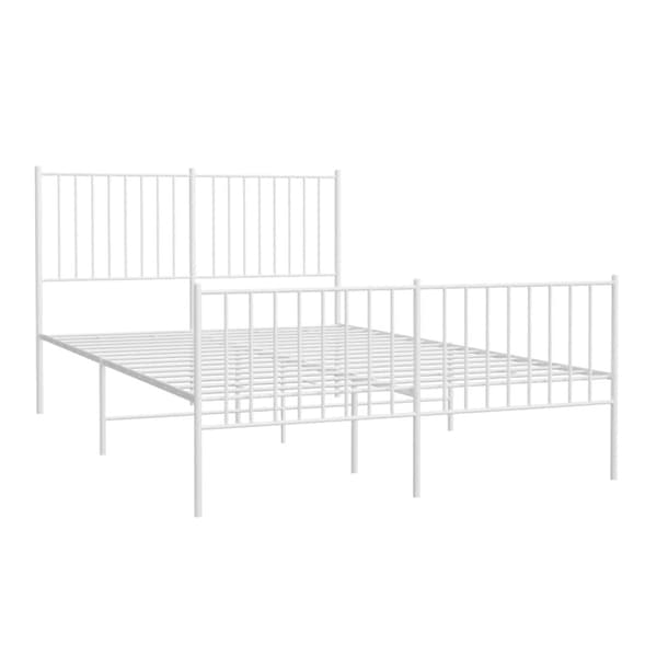 vidaXL sengeramme med sengegavl og fodgærde 140x200 cm metal hvid