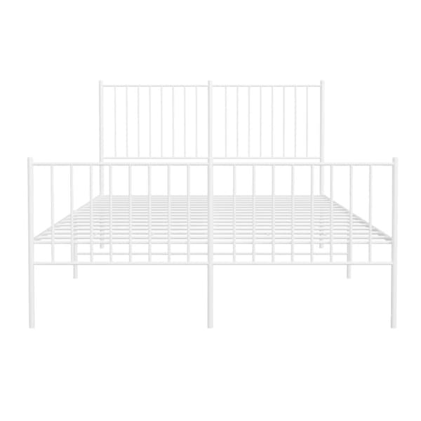 vidaXL sengeramme med sengegavl og fodgærde 140x200 cm metal hvid