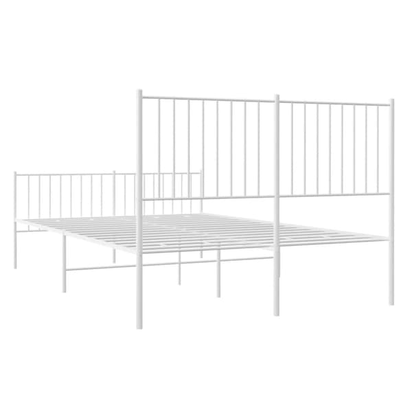 vidaXL sengeramme med sengegavl og fodgærde 140x200 cm metal hvid