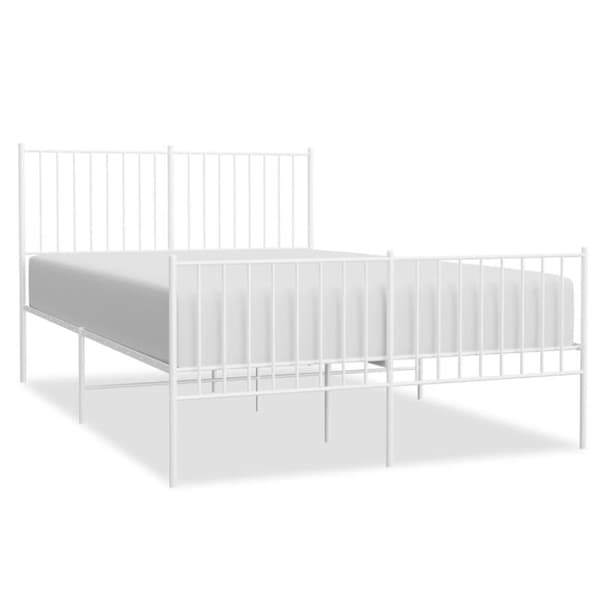 vidaXL sengeramme med sengegavl og fodgærde 140x200 cm metal hvid