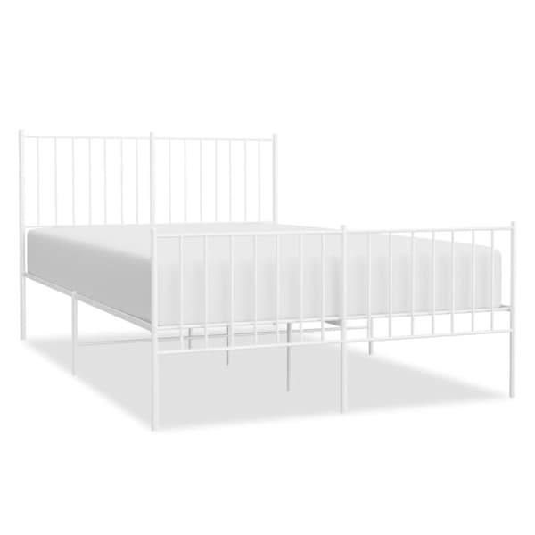 vidaXL Sengeramme i metall med hode- og fotgavl hvit 120x190 cm