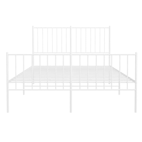 vidaXL sengeramme med sengegavl og fodgærde 120x190 cm metal hvid