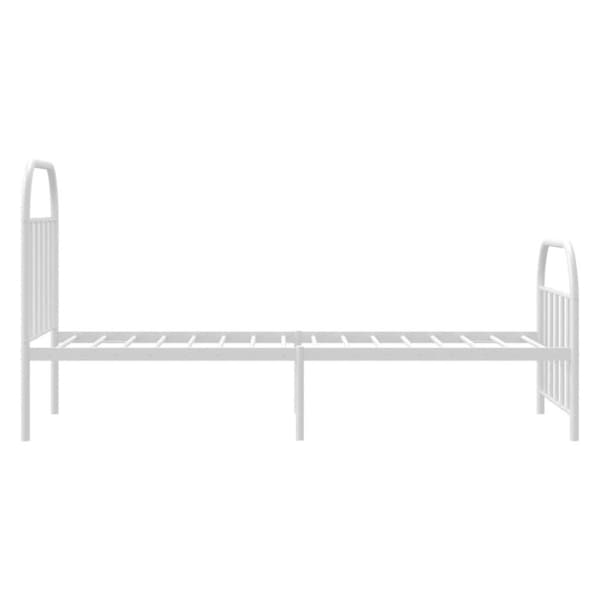 vidaXL Sängram med huvudgavel och fotgavel vit metall 90x190 cm